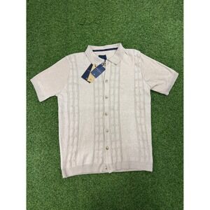 Marc Asher New York Mens‎ XL Sand Cable Knit Button Front Polo MAW-33113 NWT